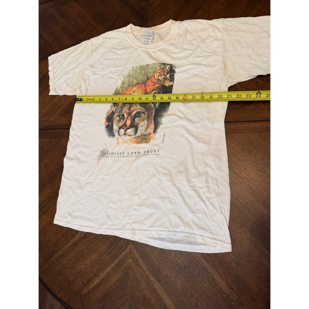 Vintage 2002 Wildlife Land Trust Cougar T-Shirt Cream Mens Large Humane Society - Picture 7 of 7